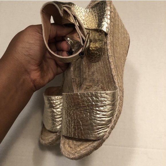 J Crew Corsica Gold Leather Espadrilles - Picture 3 of 7